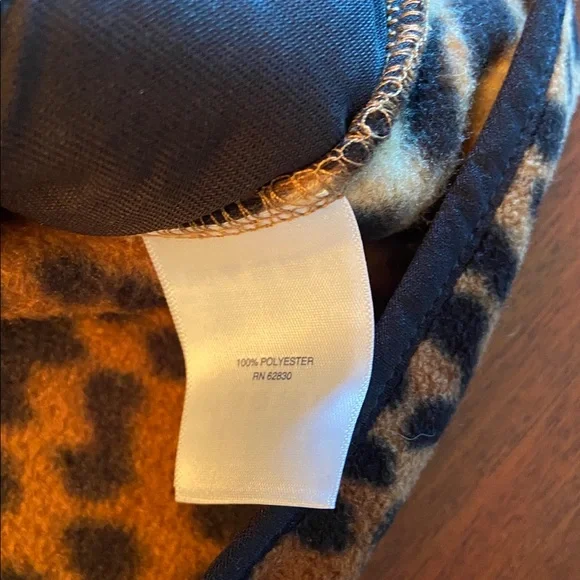 Lands' End Brown Leopard Fleece Pullover - Picture 4 of 5